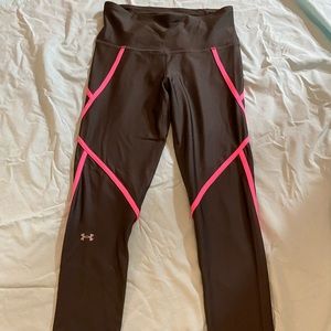 Gray and pink under armor leggings.